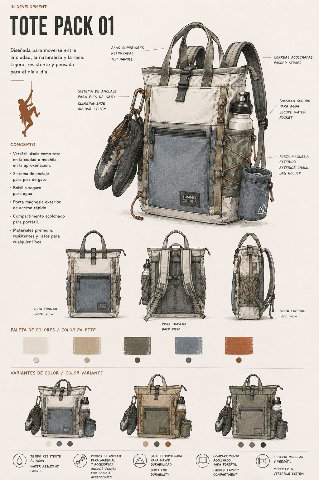 Tote Pack 01, hoja de concepto